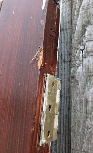 DP0585 TWO MATCHING 4 PANEL PAINTED PINE DOORS COULD BE USED TO MAKE PAIR