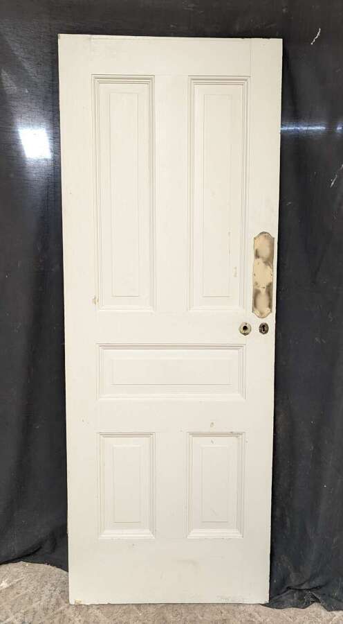 DE1061 A RECLAIMED PAINTED PINE 5 PANEL FRONT DOOR