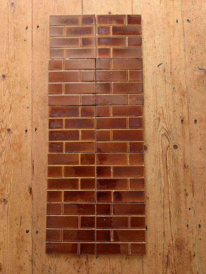 M2385 A SET OF 10 RECLAIMED ANTIQUE BRICK STYLE FIRE TILES