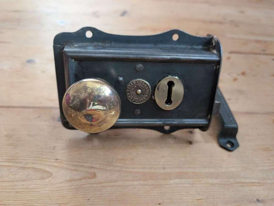 M2388 RECLAIMED ANTIQUE RIM LOCK / KEEP / HANDLES INTERNAL USE LEFT / RIGHT HAND