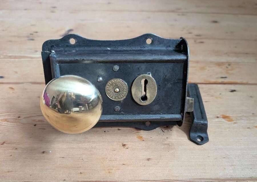 M2391 RECLAIMED ANTIQUE RIM LOCK / KEEP / HANDLES INTERNAL USE LEFT / RIGHT HAND
